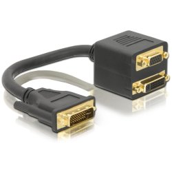 DeLOCK Adapter DVI29 male to DVI29 VGA female 0.2 m DVI DVI VGA (D-Sub) Black