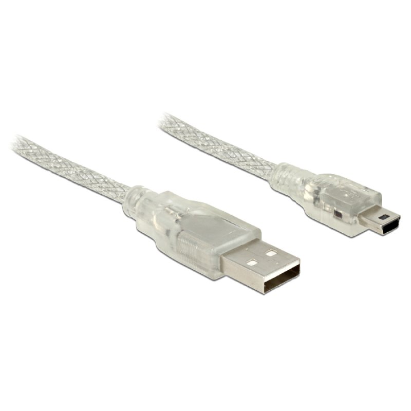 DeLOCK 5m, USB2.0-A/USB2.0 Mini-B câble USB USB A Mini-USB B Transparent
