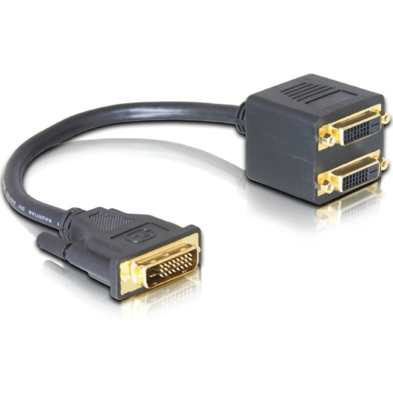 DeLOCK Adapter DVI25 M 2x DVI25 F DVI cable 0.2 m DVI-I Black