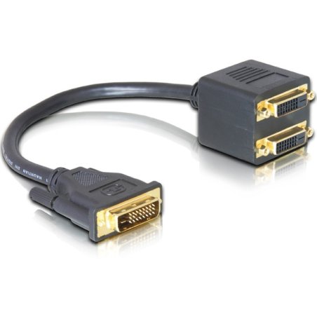 DeLOCK Adapter DVI25 M 2x DVI25 F câble DVI 0,2 m DVI-I Noir