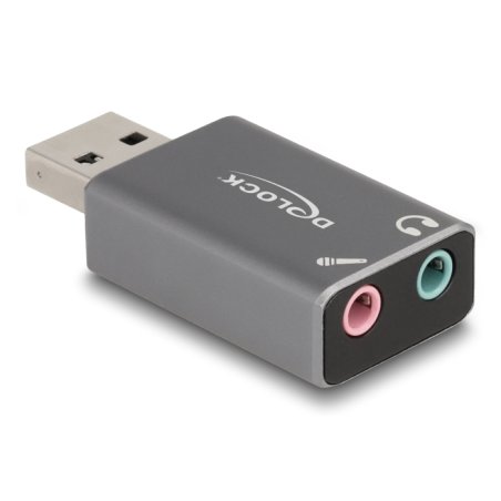 DeLOCK External USB Sound Card with USB-A male to 2 x 3.5 mm Stereo jack Plug & Play audio adapter for PC, Laptop and