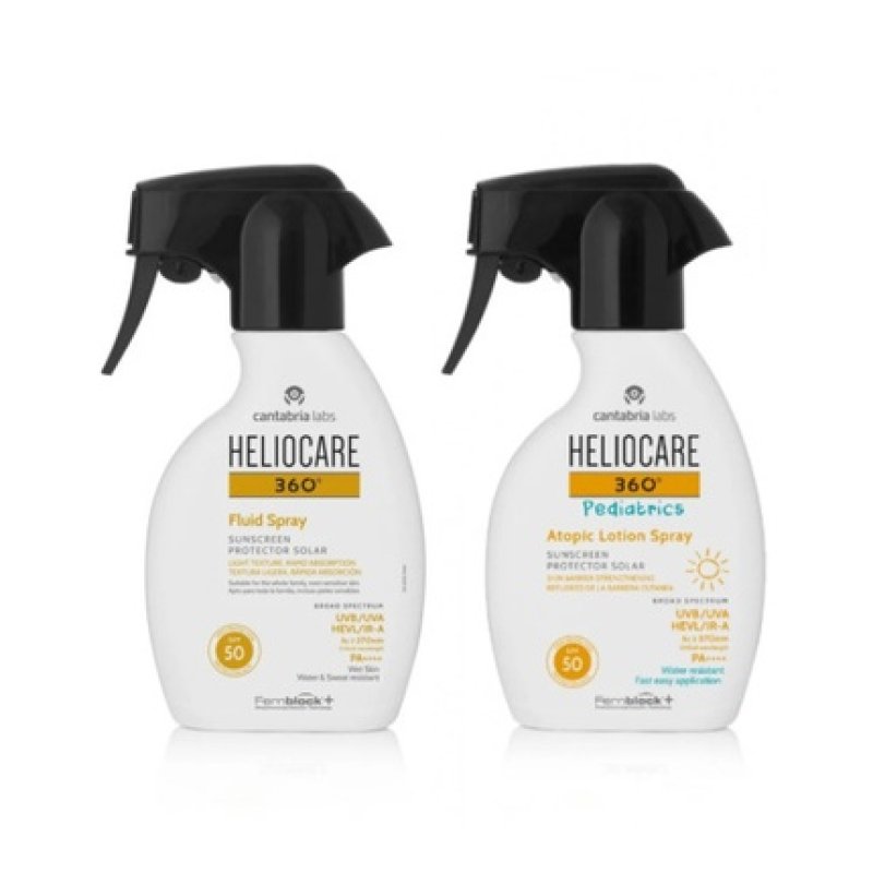 Heliocare 360 Fluid Spray Sunscreen SPF 50 250ml and 360 Pediatrics Atopic Lotion