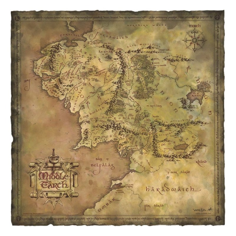 Lord of the Rings Art Print Parchment Map of Middle-earth 59 x 30 cm