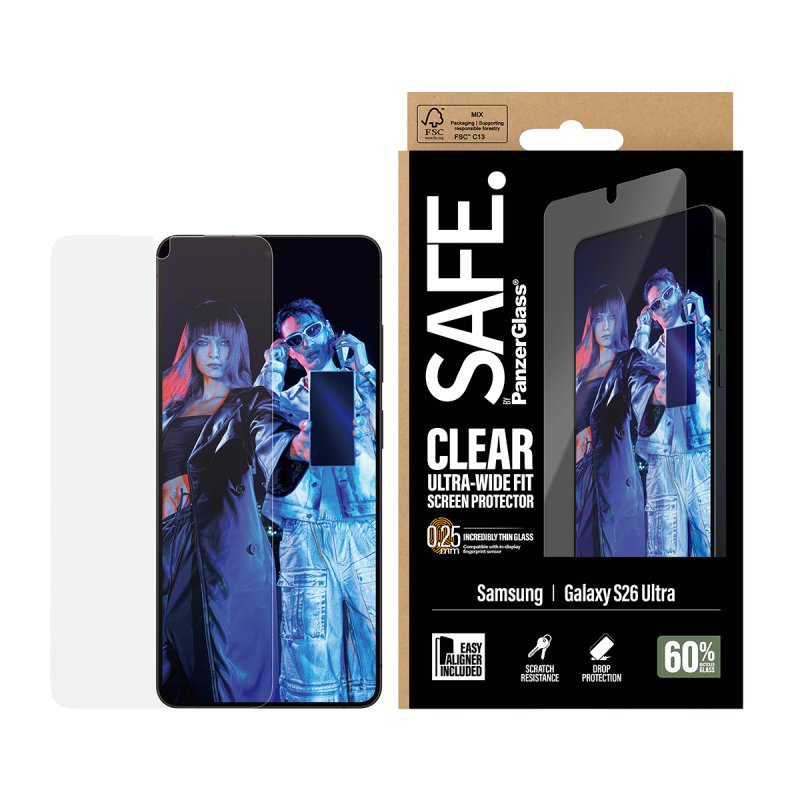 PanzerGlass SAFE. by Screen Protector Samsung Galaxy S26 Ultra | Ultra-Wide Fit w. EasyAligner Protection d'écran