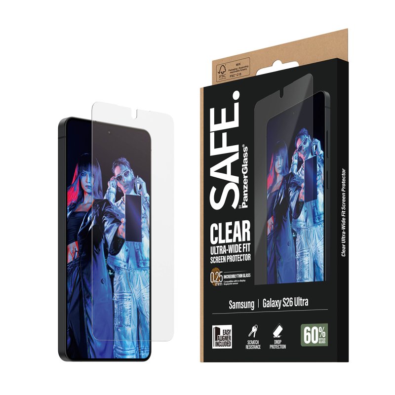 PanzerGlass SAFE. by Screen Protector Samsung Galaxy S26 Ultra | Ultra-Wide Fit w. EasyAligner