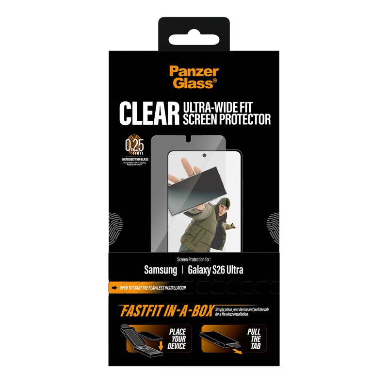 PanzerGlass Screen Protector Samsung Galaxy S26 Ultra | Ultra-Wide Fit w. FASTFIT IN-A-BOX