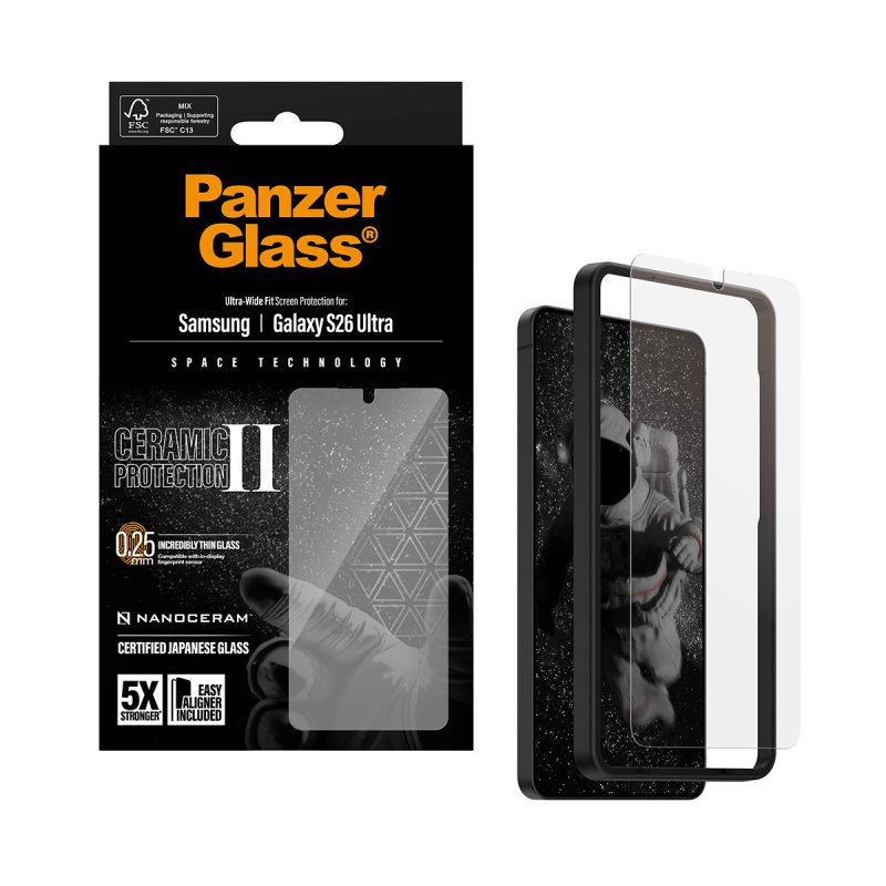 PanzerGlass Ceramic Screen Protector Samsung Galaxy S26 Ultra | Ultra-Wide Fit w. EasyAligner Protection d'écran