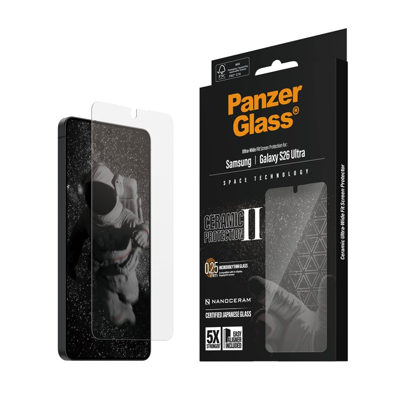 PanzerGlass Ceramic Screen Protector Samsung Galaxy S26 Ultra | Ultra-Wide Fit w. EasyAligner Protection d'écran