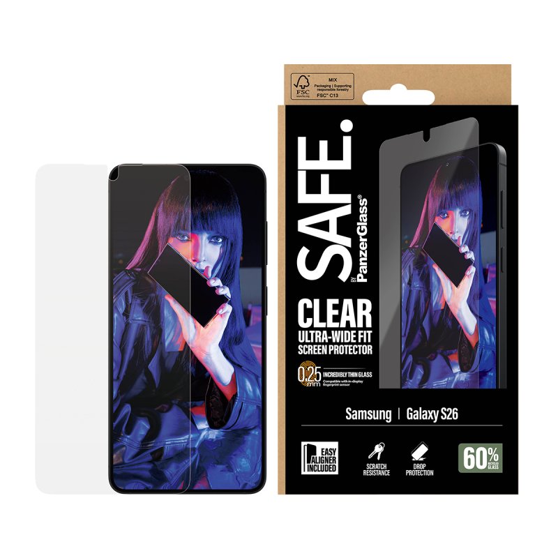 PanzerGlass SAFE. by Screen Protector Samsung Galaxy S26 | Ultra-Wide Fit w. EasyAligner Protection d'écran