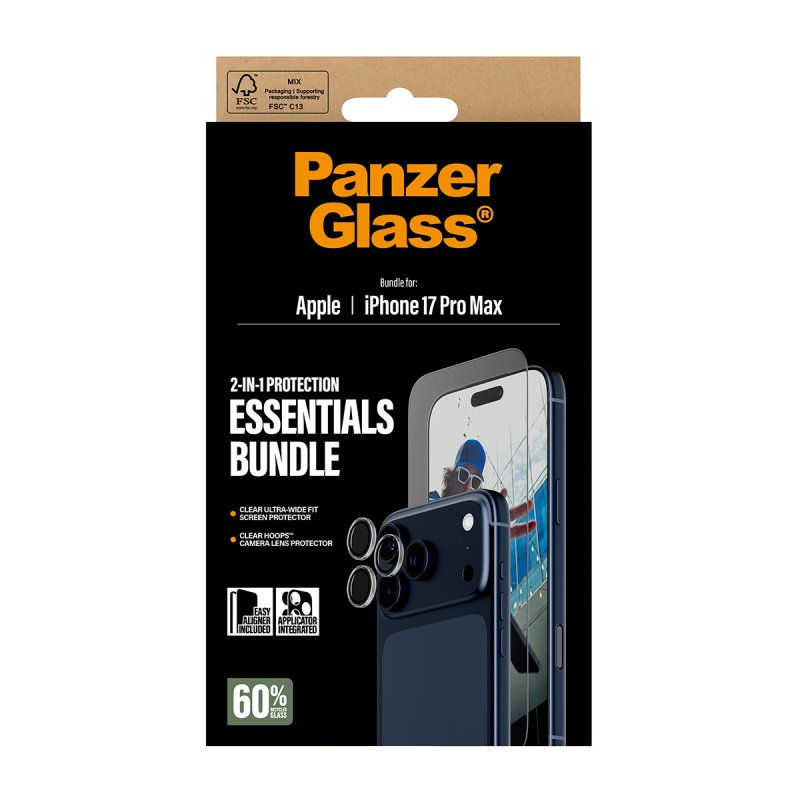 PanzerGlass 2-in-1 Essentials Bundle iPhone 17 Pro Max Protection d'écran transparent Apple 1 pièce(s)