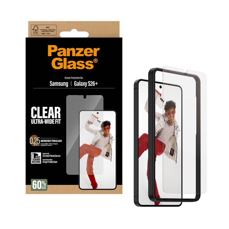 PanzerGlass Screen Protector Samsung Galaxy S26 | Ultra-Wide Fit w. EasyAligner