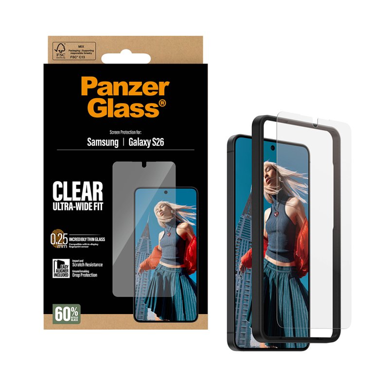 PanzerGlass Screen Protector Samsung Galaxy S26 | Ultra-Wide Fit w. EasyAligner Protection d'écran transparent 1