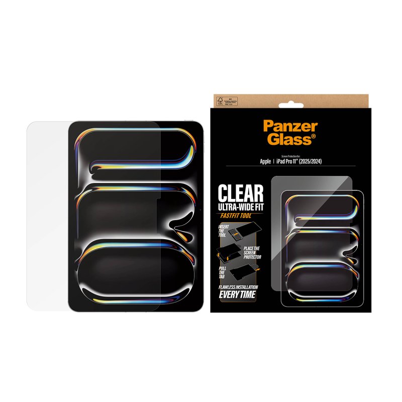 PanzerGlass Screen Protector iPad Pro 11" (2024-2025) | Ultra-Wide Fit w. Fastfit tool Protection d'écran transparent