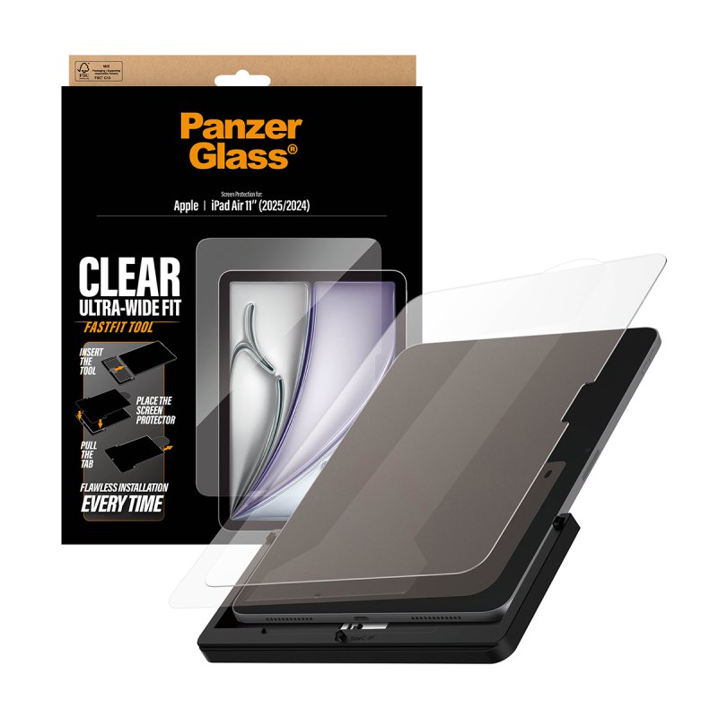 PanzerGlass Screen Protector iPad Air 11" (2024-2026) | Ultra-Wide Fit w. Fastfit tool