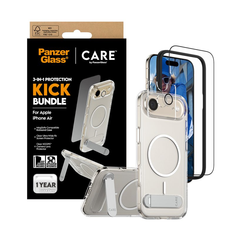 PanzerGlass | CARE by 3-in-1 Feature Kick Bundle iPhone Air Protection d'écran transparent Apple 1 pièce(s)