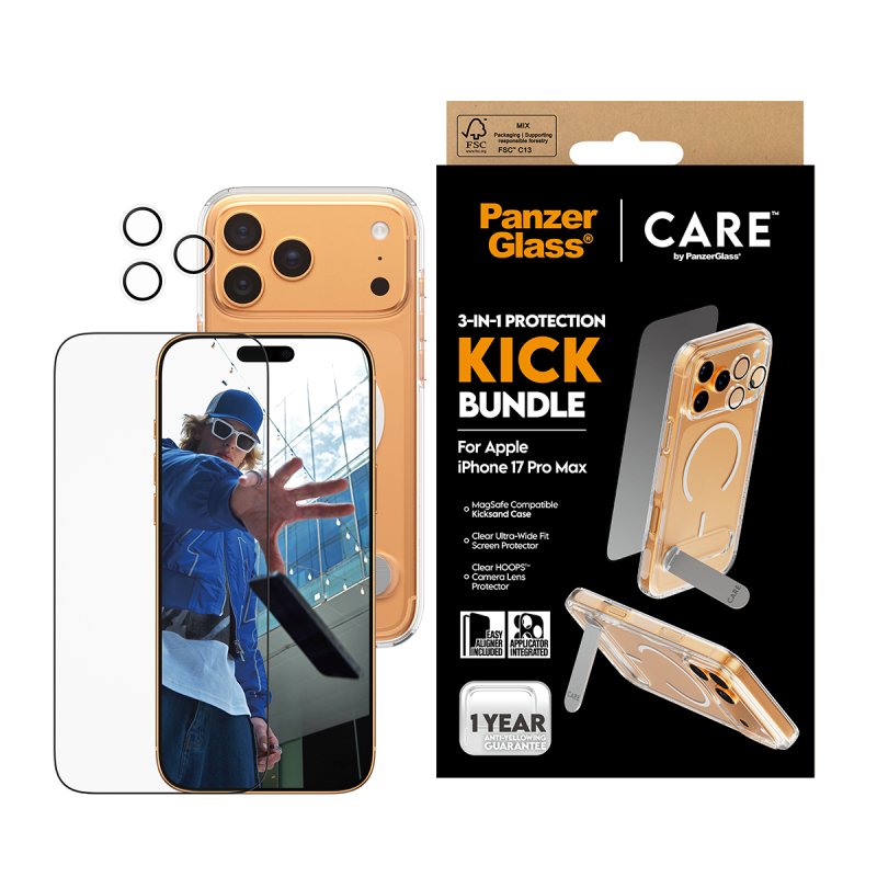 PanzerGlass | CARE by 3-in-1 Feature Kick Bundle iPhone 17 Pro Max