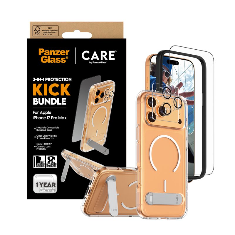 PanzerGlass | CARE by 3-in-1 Feature Kick Bundle iPhone 17 Pro Max