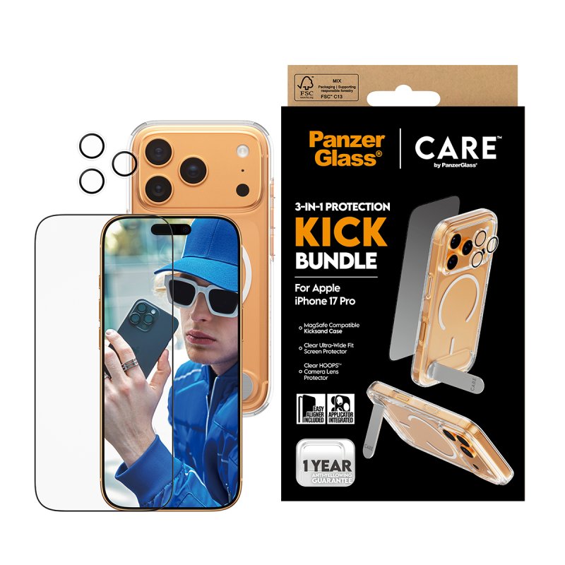 PanzerGlass | CARE by 3-in-1 Feature Kick Bundle iPhone 17 Pro