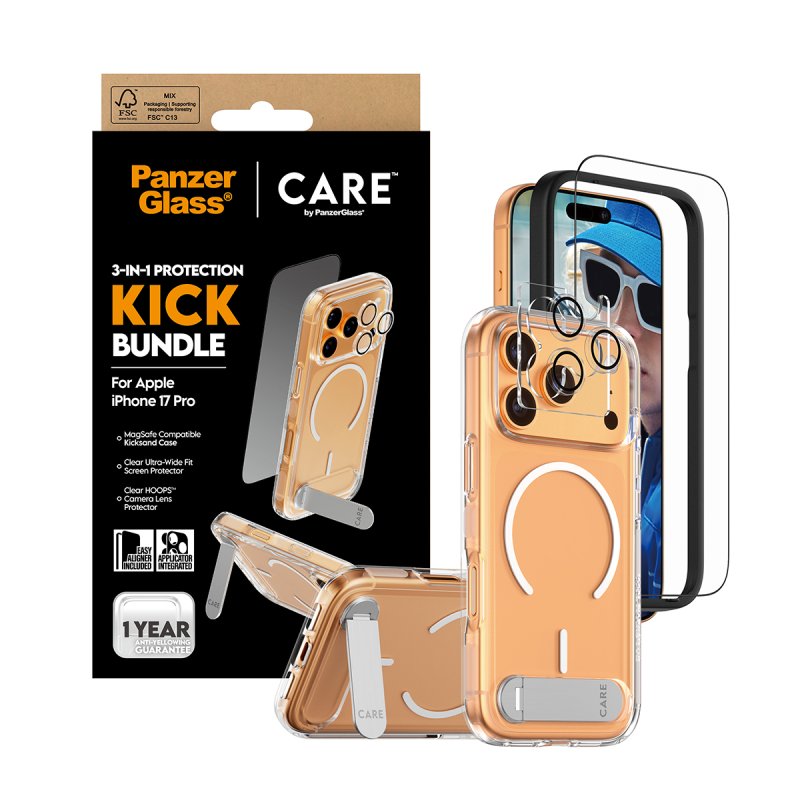 PanzerGlass | CARE by 3-in-1 Feature Kick Bundle iPhone 17 Pro
