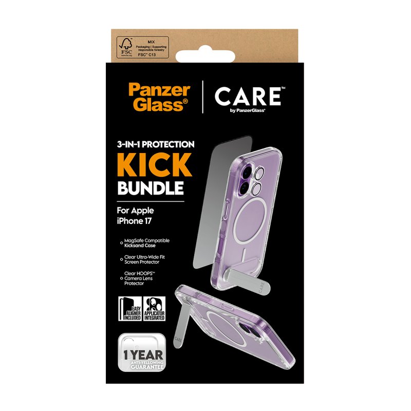 PanzerGlass | CARE by 3-in-1 Feature Kick Bundle iPhone 17 Protection d'écran transparent Apple 1 pièce(s)