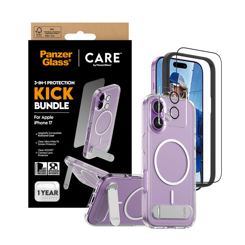 PanzerGlass | CARE by 3-in-1 Feature Kick Bundle iPhone 17 Protection d'écran transparent Apple 1 pièce(s)
