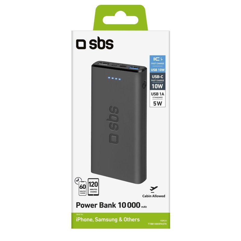 SBS TTBB10000FASTK power bank Lithium Polymer (LiPo) 10000 mAh Black