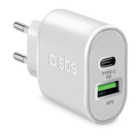 SBS TETRPD20W mobile device charger Smartphone, Tablet White AC Fast charging Indoor
