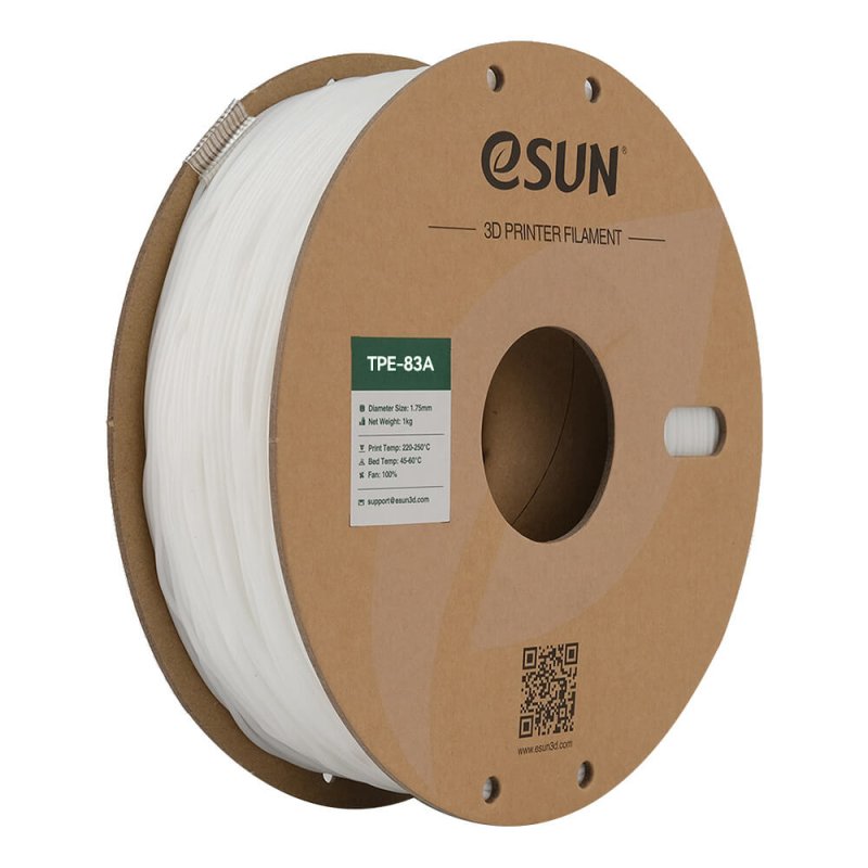 TPE-83A 1,75mm WHITE 1kg PLASTIC ROLL