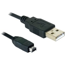 DeLOCK USB cable 2.0 mini 4-Pin Hirose 1,5m câble USB USB A USB B Noir