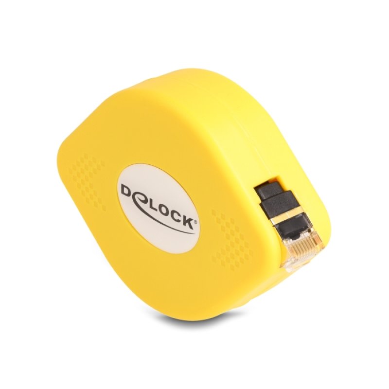 Delock RJ45 Aufrollkabel Cat.6A STP 1,5 m schwarz / gelb