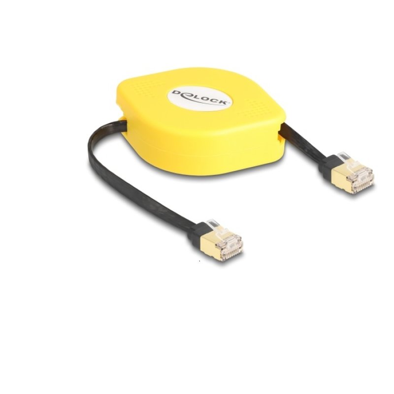 DeLOCK RJ45 Retractable Cable Cat.6A STP 1.5 m black / yellow