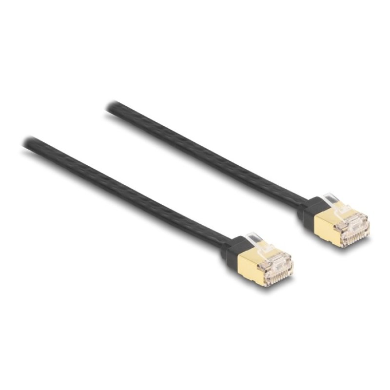 Delock RJ45 Aufrollkabel Cat.6A STP 1,5 m schwarz / gelb