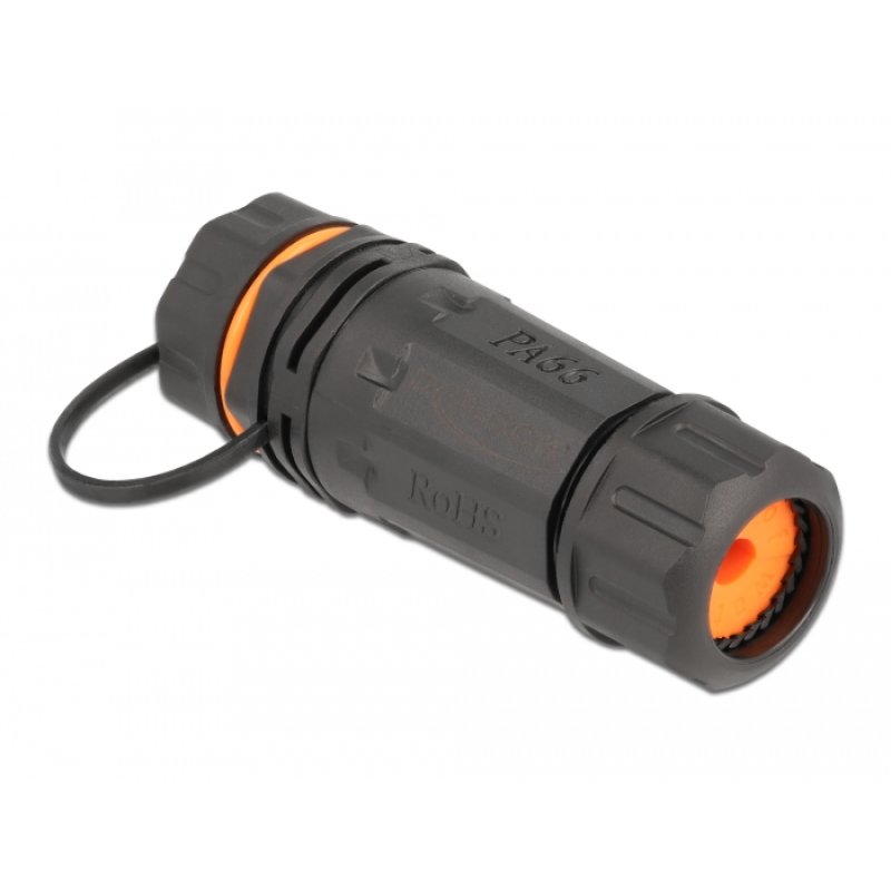 DeLOCK Connecteur de câble RJ45 femelle à RJ45 femelle Cat.6A avec boitier et capuchon de protection étanche