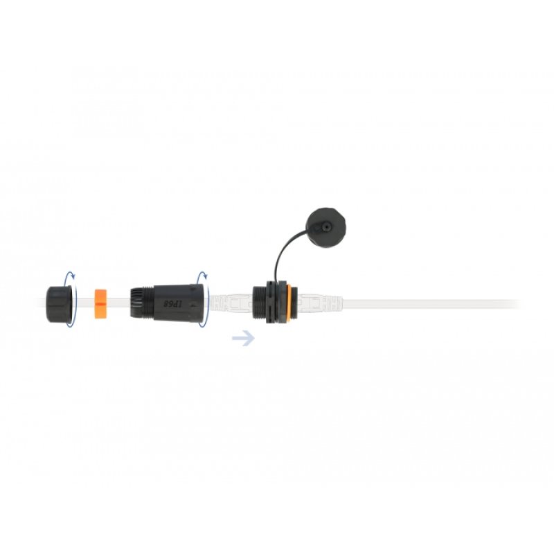 DeLOCK Cable Connector RJ45 jack to RJ45 jack Cat.6A with housing and protective cap waterproof