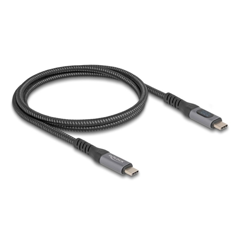 DeLOCK Câble coaxial USB 40 Gbps de données et de chargement rapide, 1 m, 8K 60 Hz, USB PD 3.1 Portée de puissance