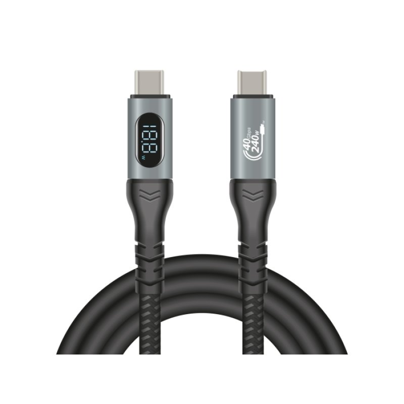 Delock USB 40 Gbps Daten- und Schnellladekabel koaxial 1 m 8K 60 Hz USB PD 3.1 Extended Power Range 240 W