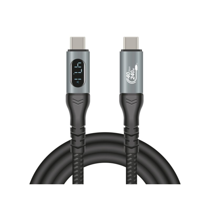 Delock USB 40 Gbps Daten- und Schnellladekabel koaxial 1 m 8K 60 Hz USB PD 3.1 Extended Power Range 240 W