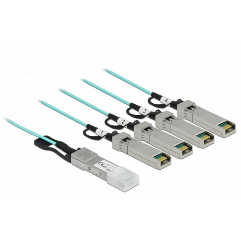 Delock Aktives Optisches Kabel QSFP zu 4 x SFP 3 m