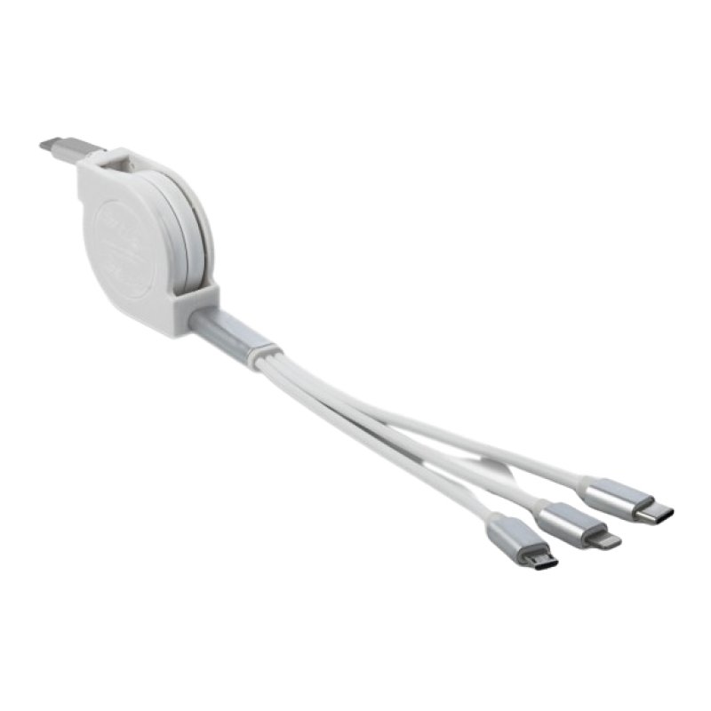 DeLOCK USB Type-C™ 3 in 1 Retractable Charging Cable for Lightning™ / Micro USB / USB Type-C™ white