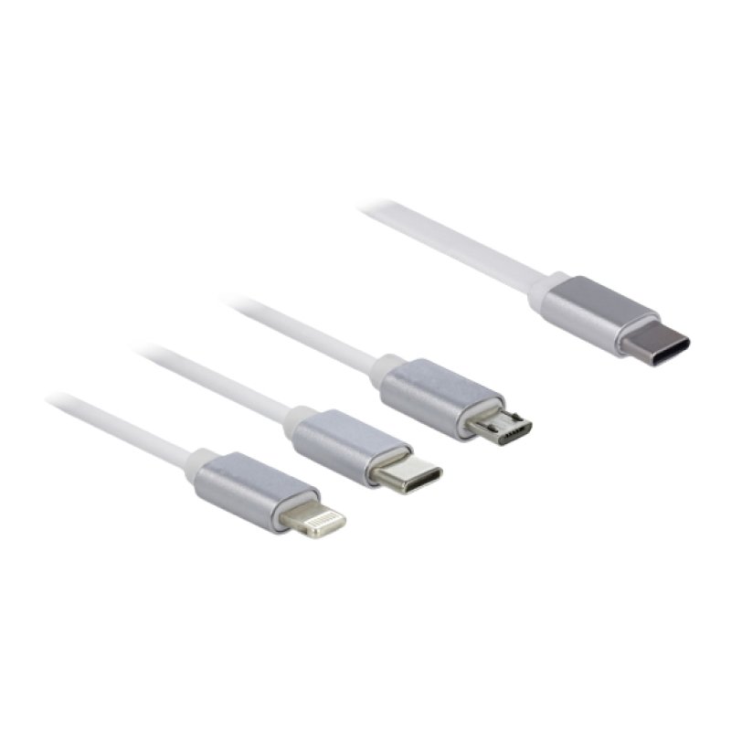 DeLOCK USB Type-C™ 3 in 1 Retractable Charging Cable for Lightning™ / Micro USB / USB Type-C™ white