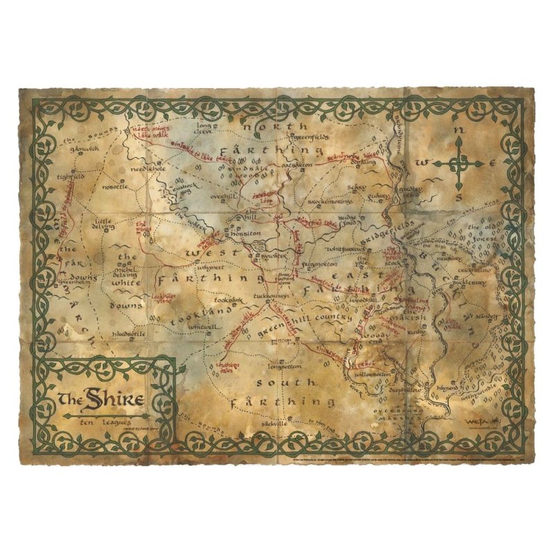 The Hobbit Art Print Map of the Shire 74 x 54 cm