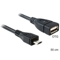 DeLOCK 50cm USB micro-B/USB2.0-A USB cable 0.5 m Micro-USB B USB A Black