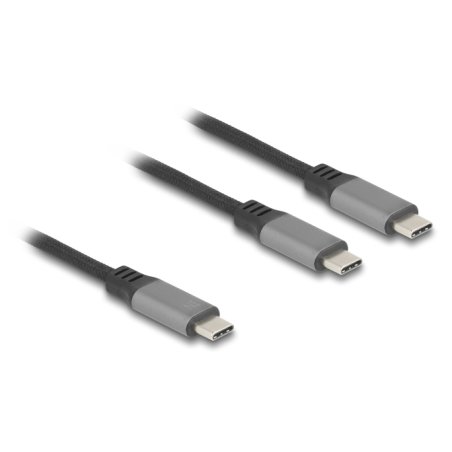 Delock USB-C™ Y-Kabel 1 x Stecker zu 2 x Stecker PD 3.0 100 W Intelligente Stromaufteilung 1,2 m