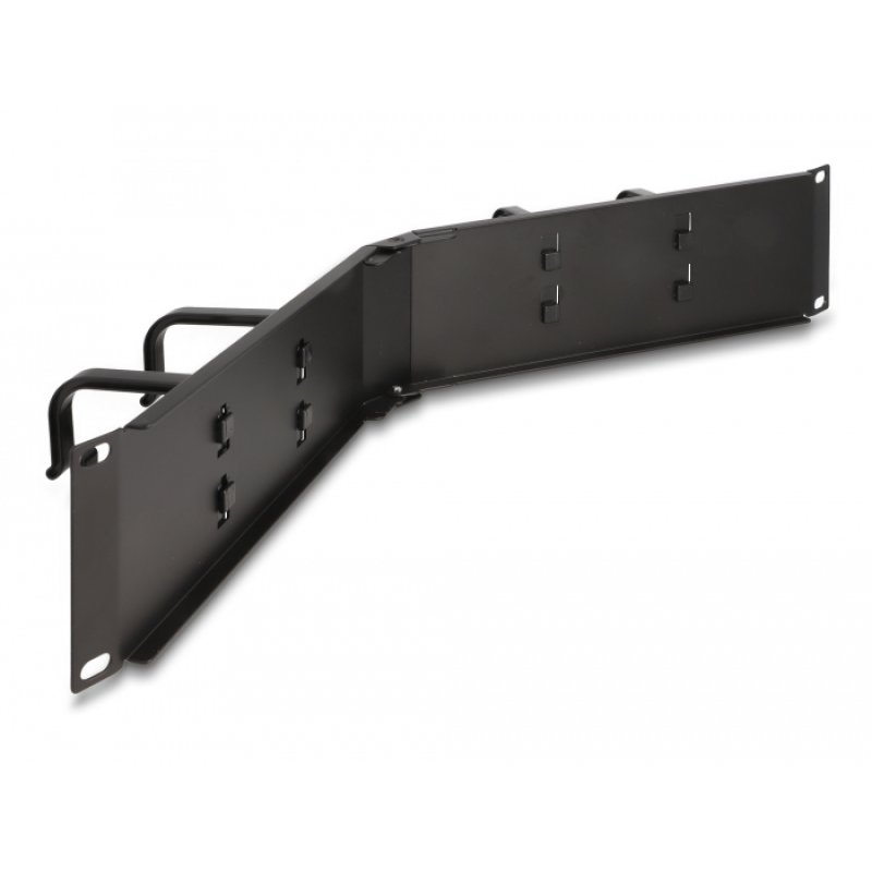 DeLOCK 19″ Cable Management Routing Panel with 4 hooks 2U angled black