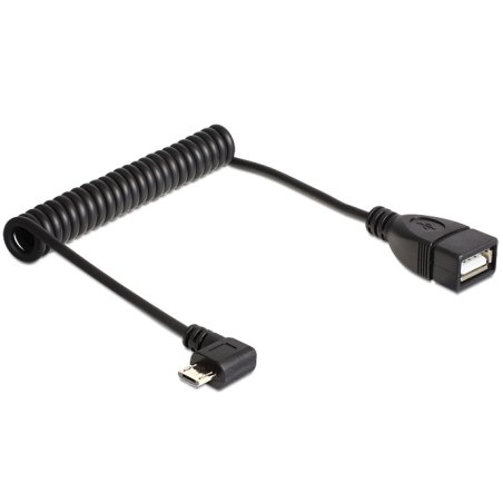 Delock Kabel USB micro-B Stecker gewinkelt USB 2.0-A Buchse OTG Spiralkabel