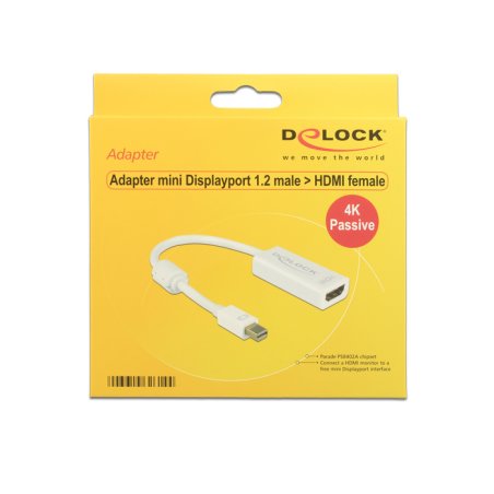 Delock Adapter mini DisplayPort 1.2 Stecker HDMI Buchse 4K Passiv weiß