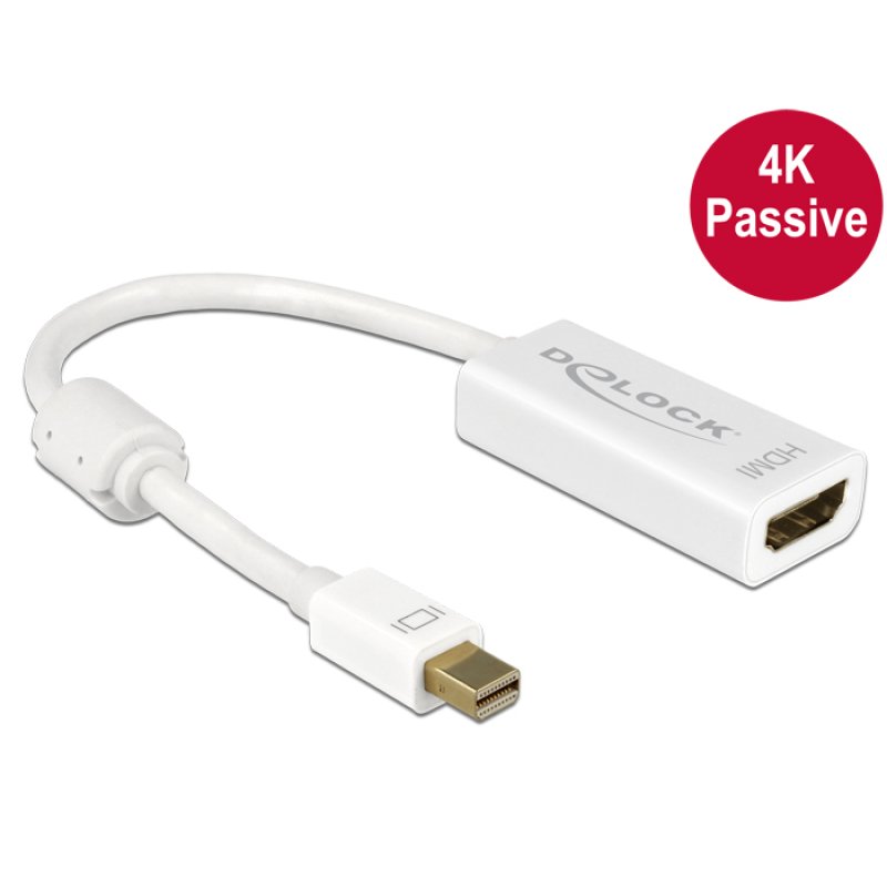 DeLOCK 62614 video cable adapter 0.2 m Mini DisplayPort HDMI Type A (Standard) White