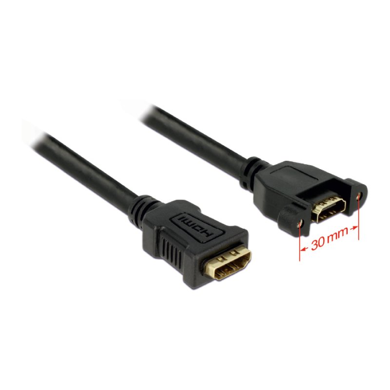 Delock Kabel HDMI-A Buchse HDMI-A Buchse zum Einbau 4K 30 Hz 0,25 m