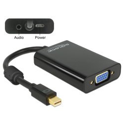 DeLOCK 65598 câble vidéo et adaptateur 0,08 m Mini DisplayPort VGA (D-Sub) 3,5 mm Noir