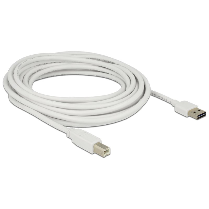 Delock Kabel EASY-USB 2.0 Typ-A Stecker USB 2.0 Typ-B Stecker 5 m weiß